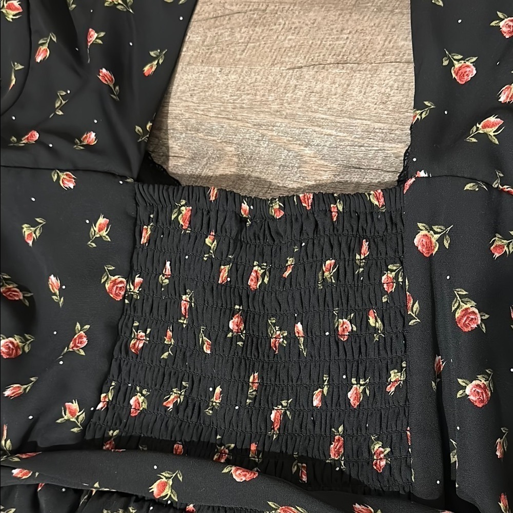 Disney Princess Floral Black rose Long Sleeve shorts Romper with belt Size XL - Picture 4 of 15